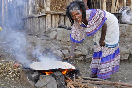 Baking 'injera'